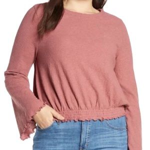 Madewell Textured Smocked Bell Sleeve Top